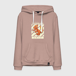 Толстовка-худи хлопковая мужская Покемоны Чармелеон Charmeleon, цвет: пыльно-розовый