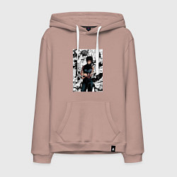 Толстовка-худи хлопковая мужская Магическая битва Маки Дзэнин коллаж, цвет: пыльно-розовый