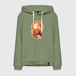 Мужская толстовка-худи Лиса и солнце в японском стиле