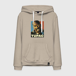 Толстовка-худи хлопковая мужская Tupac - all eyez on me, цвет: миндальный