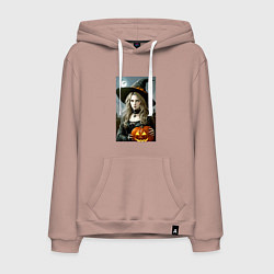 Мужская толстовка-худи Ведьма держит тыкву - хэллоуин