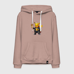 Мужская толстовка-худи Толстый пикачу панк-рокер с шавермой в руке