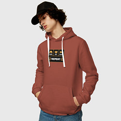 Толстовка-худи хлопковая мужская Еда сон игра, цвет: кирпичный — фото 2