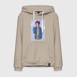 Толстовка-худи хлопковая мужская Клинок рассекающий демонов Синобу Котё, цвет: миндальный