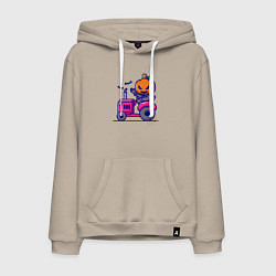 Толстовка-худи хлопковая мужская Тыква на тракторе, цвет: миндальный