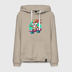 Мужская толстовка-худи Зайчонок крутой скейтбордист - нейроарт