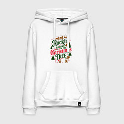 Толстовка-худи хлопковая мужская Новогодняя атмосфера rockin around the christmas t, цвет: белый