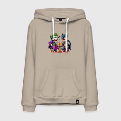 Мужская толстовка-худи Джокер и Бэтмен пьют пиво за столом