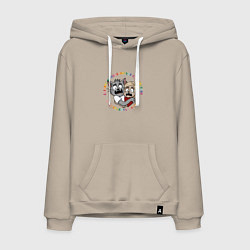 Толстовка-худи хлопковая мужская Давайте сохранять панику, цвет: миндальный