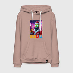 Толстовка-худи хлопковая мужская Simpson new year - fantasy, цвет: пыльно-розовый