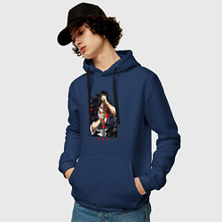 Толстовка-худи хлопковая мужская Клинок, рассекающий демонов Кокушибо, цвет: тёмно-синий — фото 2