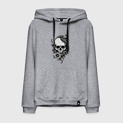 Мужская толстовка-худи Змея на черепе с цветами