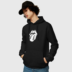 Толстовка-худи хлопковая мужская Rolling Stones - white logo, цвет: черный — фото 2