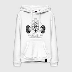 Толстовка-худи хлопковая мужская Lord humungus - gym workout, цвет: белый
