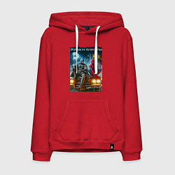 Мужская толстовка-худи Разговор Бэтмена и человека паука на капоте автомо