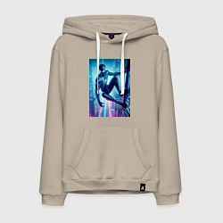 Мужская толстовка-худи Чувак-паук висит на стене небоскрёба