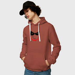 Толстовка-худи хлопковая мужская Хит Леджер лицо джокера, цвет: кирпичный — фото 2