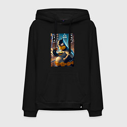 Толстовка-худи хлопковая мужская Batsimpson - ai art fantasy, цвет: черный