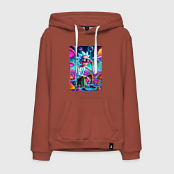 Мужская толстовка-худи Рик в неоновых очках среди грибов