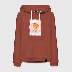 Толстовка-худи хлопковая мужская Купидон попал прямо в сердце, цвет: кирпичный