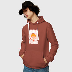 Толстовка-худи хлопковая мужская Купидон попал прямо в сердце, цвет: кирпичный — фото 2
