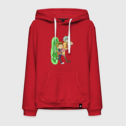 Толстовка-худи хлопковая мужская Рик и морти назад в будущее, цвет: красный