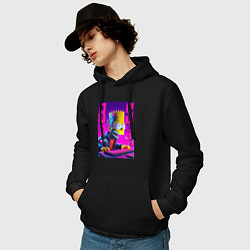 Толстовка-худи хлопковая мужская Bart Simpson - cyber gamer, цвет: черный — фото 2