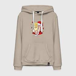 Мужская толстовка-худи Счастливый дед мороз с шампанским