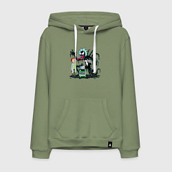 Толстовка-худи хлопковая мужская Morty and Rick-Venom - ai art fantasy, цвет: авокадо