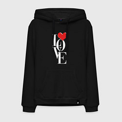 Толстовка-худи хлопковая мужская Love - big heart, цвет: черный