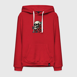Мужская толстовка-худи Череп с красными розами и листьями