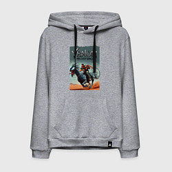 Толстовка-худи хлопковая мужская Venom the last dance - Eddie rides on a symbiote h, цвет: меланж