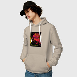 Толстовка-худи хлопковая мужская Леопард-разноцветная абстракция, цвет: миндальный — фото 2