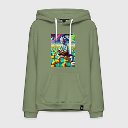 Мужская толстовка-худи Рик Санчес медитирует на утиной планете - нейроарт