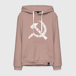 Толстовка-худи хлопковая мужская Серп и молот символ, цвет: пыльно-розовый