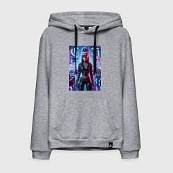 Толстовка-худи хлопковая мужская Cyber girl Barbie - neon glow, цвет: меланж