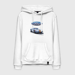 Толстовка-худи хлопковая мужская Ford motorsport - sketch, цвет: белый