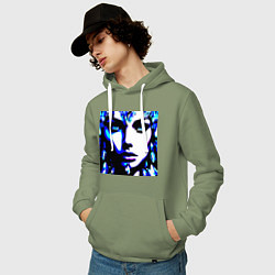 Толстовка-худи хлопковая мужская Абстракция девушка камни, цвет: авокадо — фото 2