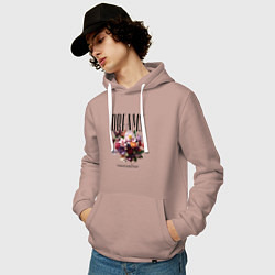 Толстовка-худи хлопковая мужская Dreams flowers - надпись: мечтать, цвет: пыльно-розовый — фото 2