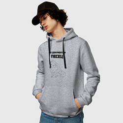 Толстовка-худи хлопковая мужская По документам песец, цвет: меланж — фото 2