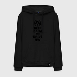 Толстовка-худи хлопковая мужская Keep Calm & Drive VW, цвет: черный