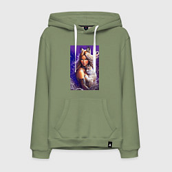 Мужская толстовка-худи Девушка-лиса с лисёнком нейроарт