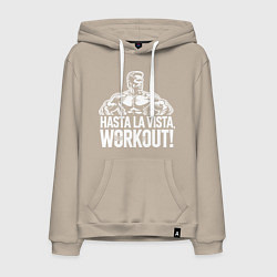 Толстовка-худи хлопковая мужская Arnold - hasta la vista workout, цвет: миндальный
