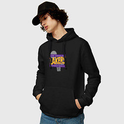 Толстовка-худи хлопковая мужская Lakers basketball play, цвет: черный — фото 2