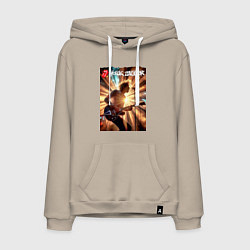 Толстовка-худи хлопковая мужская Mick Jagger - lead singer of The Rolling Stones, цвет: миндальный