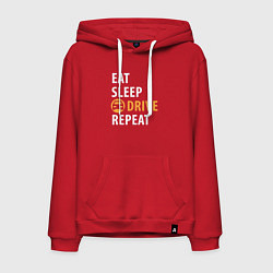 Толстовка-худи хлопковая мужская Eat sleep drive, цвет: красный