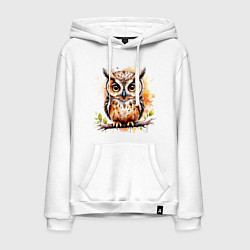 Мужская толстовка-худи Акварельная сова