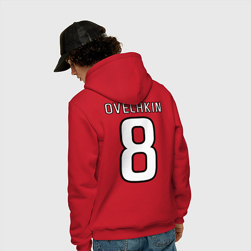 Мужская толстовка-худи Овечкин номер 8 на английском / Красный – фото 4