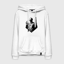 Толстовка-худи хлопковая мужская Промышленный труд нефтяника, цвет: белый