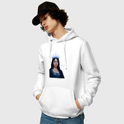 Толстовка-худи хлопковая мужская Билли Айлиш с короной, цвет: белый — фото 2